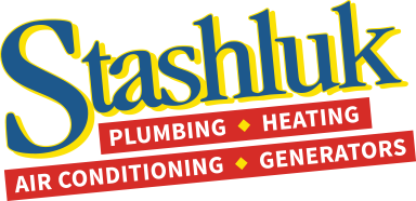 Logo for Stashluk with services listed: Plumbing, Heating, Air Conditioning, and Generators. Schedule your appointment today!